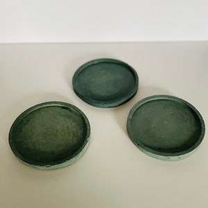 Round Concrete Coaster, trinket tray in green