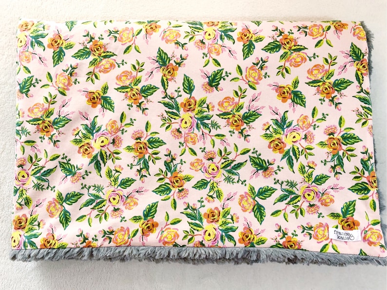 Pink Flowers  Mother/'s Day gift  Housewarming Gift Menagerie Jardin de Paris Peony Cotton Adult Blanket Faux Fur Rifle Paper Co
