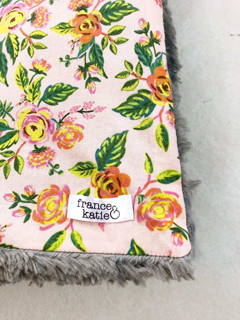 Pink Flowers Mother/'s Day gift Housewarming Gift Menagerie Jardin de Paris Peony Cotton Adult Blanket Faux Fur Rifle Paper Co