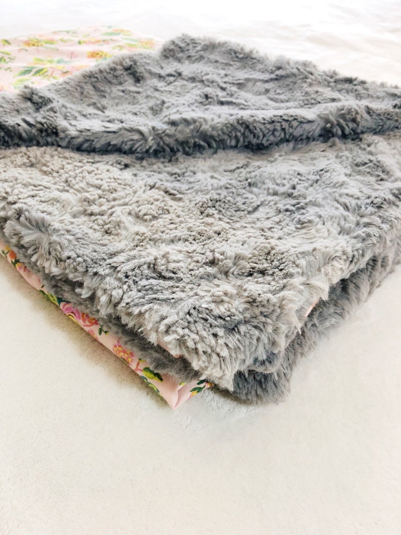 Pink Flowers Mother/'s Day gift Housewarming Gift Menagerie Jardin de Paris Peony Cotton Adult Blanket Faux Fur Rifle Paper Co