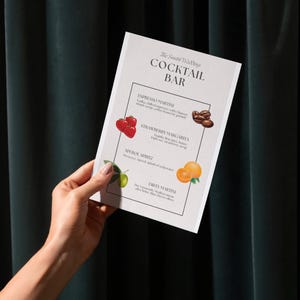 Cocktail Drinks Bar Menu Template, Customizable Wedding Drinks Fully Customizable Template for Events