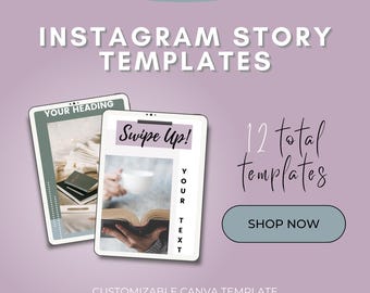 12 plantillas de historias de Instagram en tonos lavanda: Canva para redes sociales (descarga instantánea)