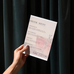 Szablon menu drinków, konfigurowalny szablon menu drinków koktajlowych na wesela, imprezy i wydarzenia specjalne