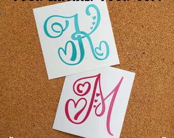 Monogram Initial Decal – Waterproof Vinyl Letter Sticker for Tumblers, Cups, Laptops