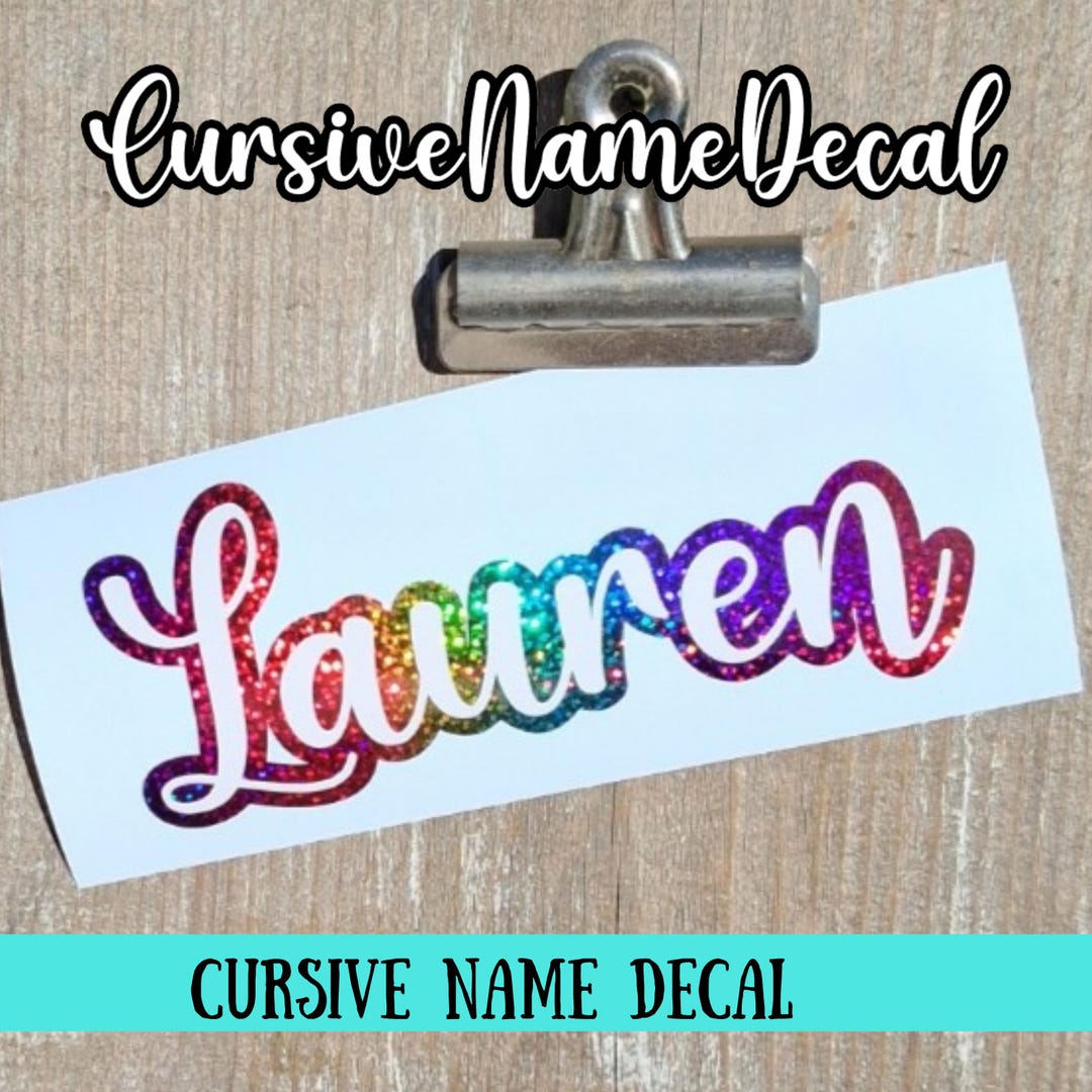 Sticker Cursive Name Personalized Cursive Name Decal • Clean Script Vinyl Sticker (1.5