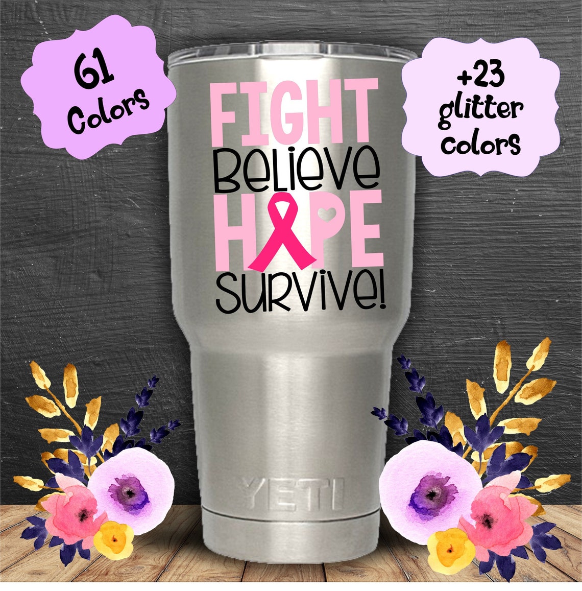 Breast Cancer Awareness yeti decal yeti cup decal car Etsy