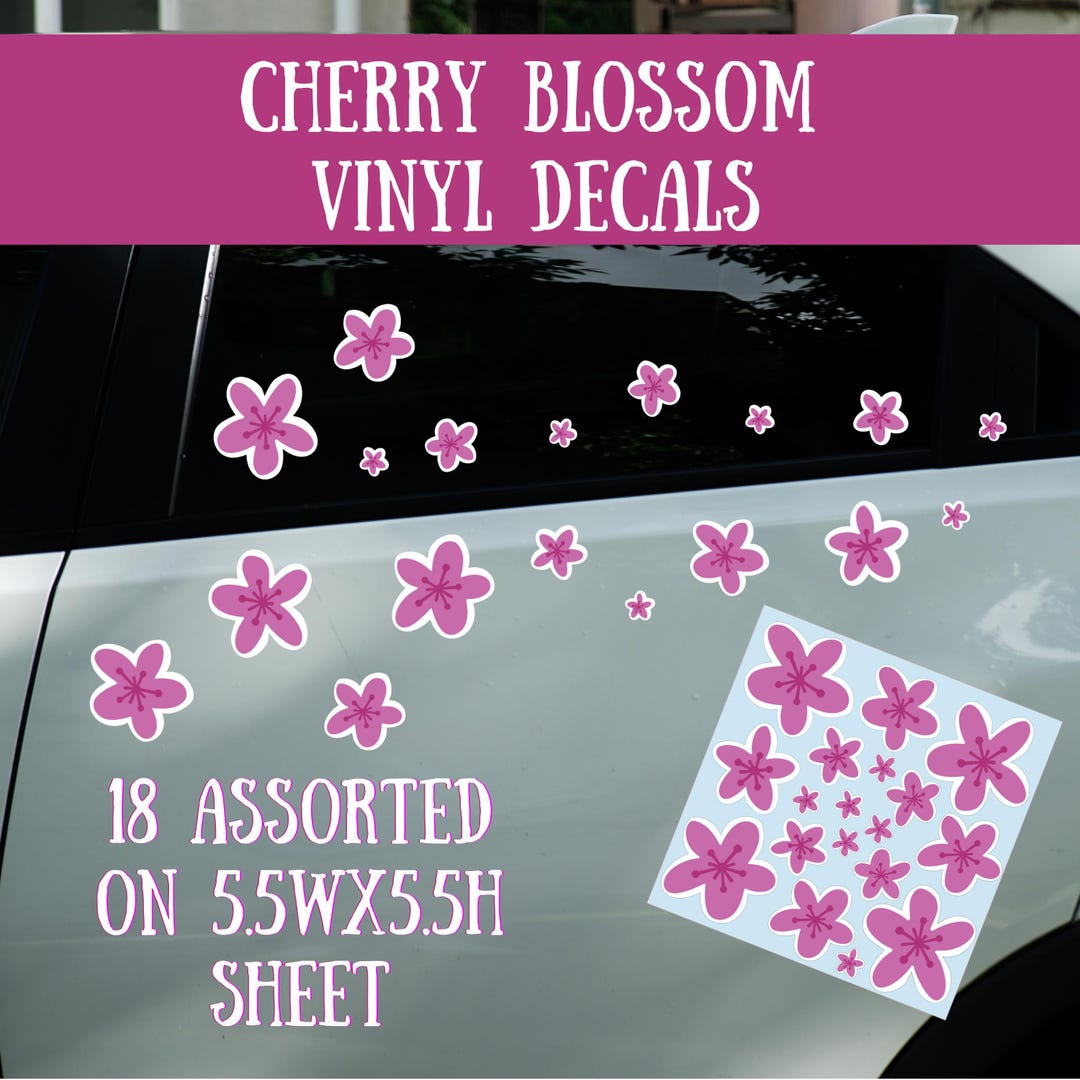Cherry Blossom Vinyl Decals • Sakura Flower Stickers for Laptops ...