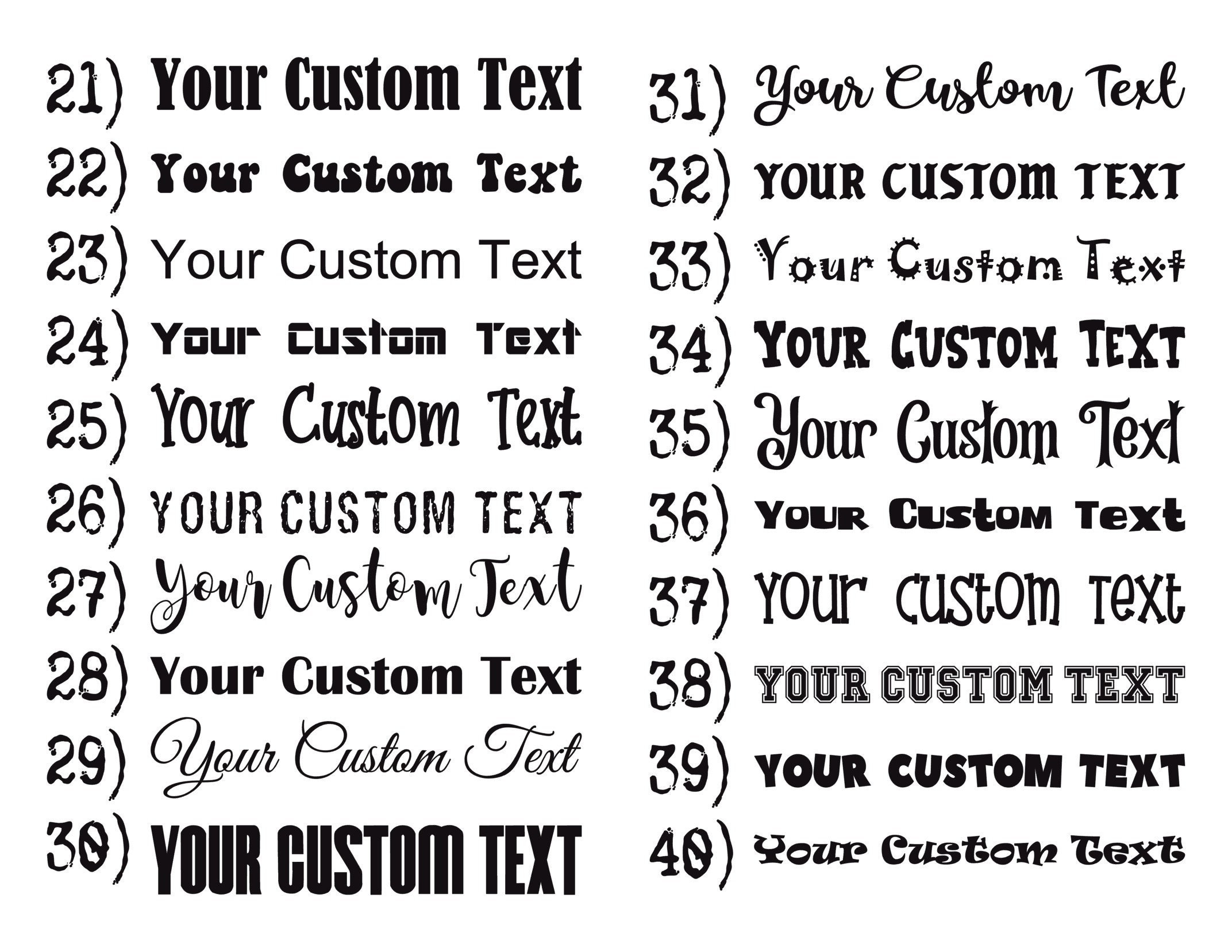 Custom Text Vinyl Decal Choose Your Own Color and Text Etsy