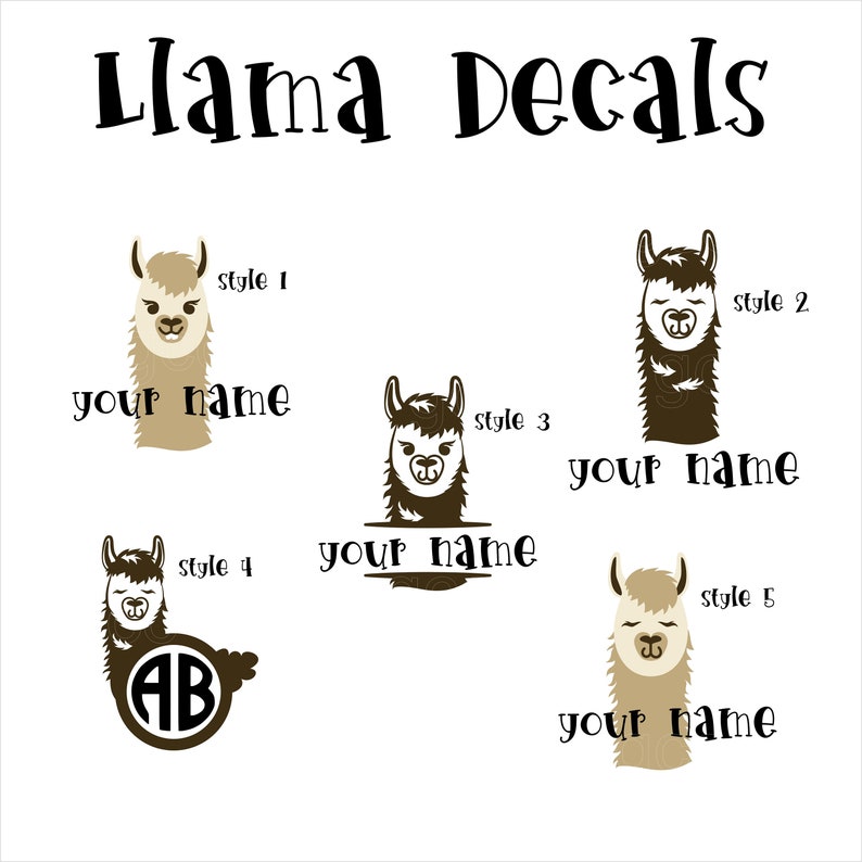 Llama Vinyl Decals Llma Gifts Custom Vinyl Decal Llama Etsy