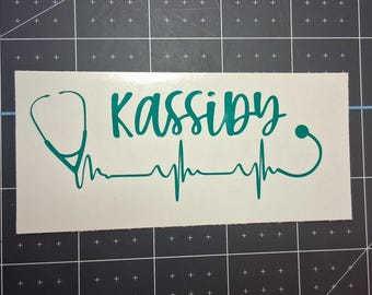 Personalized Nurse Vinyl Decal • Custom Name Stethoscope Sticker