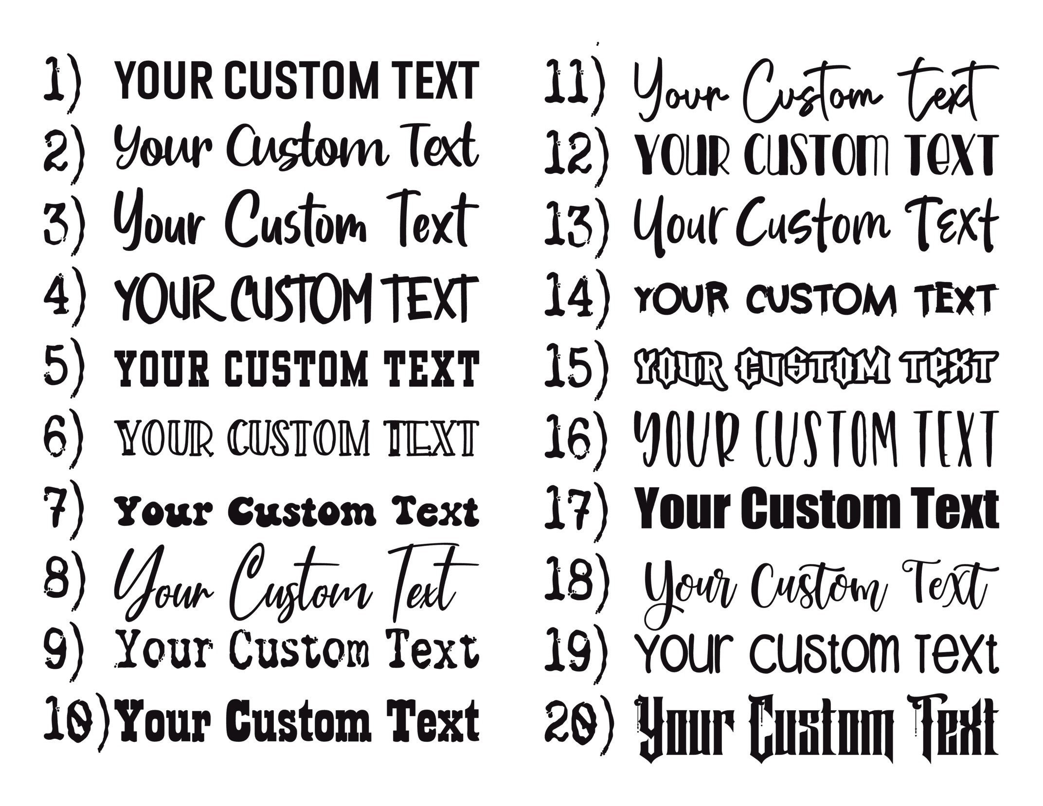 Custom Text Vinyl Decal Choose Your Own Color and Text Etsy
