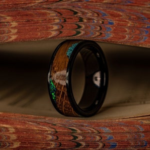 Turquoise & Wood Wedding Ring, Turquoise and Wood Engagement Ring, Unique Turquoise Wedding Band, Natural Wood Ring, Turquoise Ring, Stone