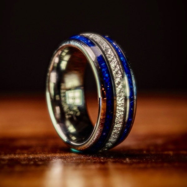 SILVER Wedding Ring with Blue LAPIS Lazuli, Men's Wedding Band Unique, Silver Ring, Lapis Lazuli Ring, Men's Wedding Ring, Unique Mens Ring