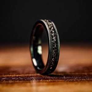 BLACK METEORITE RING, Women's Meteorite Wedding Ring, Black Meteorite Engagement Ring, Wedding Band,  Meteorite Ring for Women, His and Hers