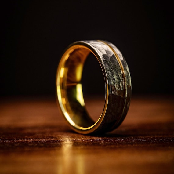 SILVER GOLD WEDDING Ring Men s Wedding Band Gold Guitar String