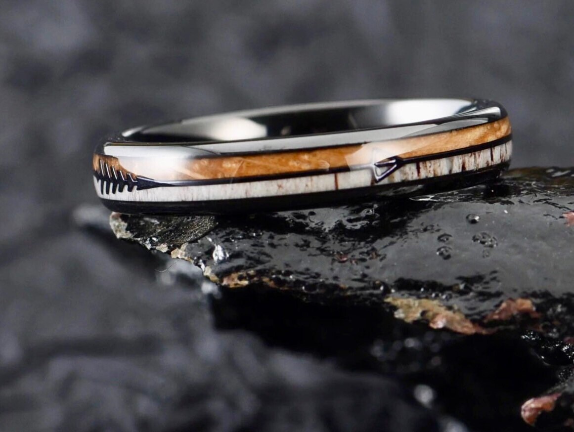 ANTLER & WOOD WEDDING Ring Womens Deer Antler and Wood Etsy