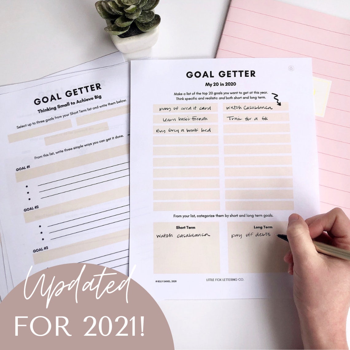 I created this helpful e-journal last year to help me see and break down my long and short-term goals and make them more achievable. By breaking them down and thinking of ways to get them done, I found myself really making headway.