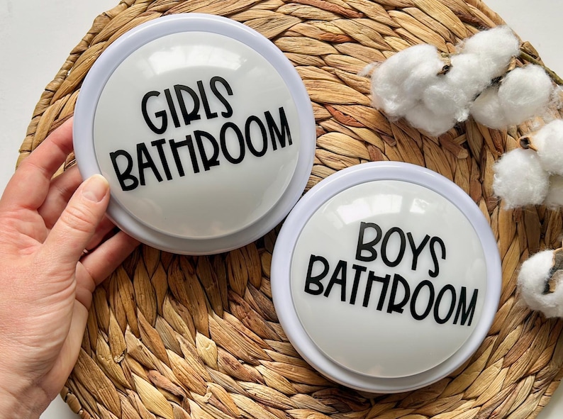 Bathroom In Use Tap Light, Classroom Management Tool, Teacher Supplies B/G Bathroom-Set of2