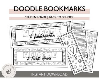 Doodle Student Bookmarks - classroom bookmarks, student gift, back to school, editable, bookmark printable