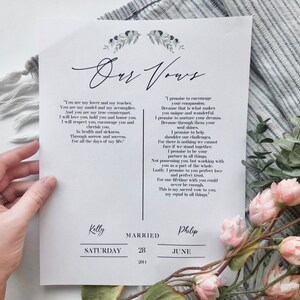 Druckbare Hochzeitsversprechen Vorlage | Hochzeit Gelübde Digitaldruck | Brautpaar Geschenk | Druckfertiges Geschenk