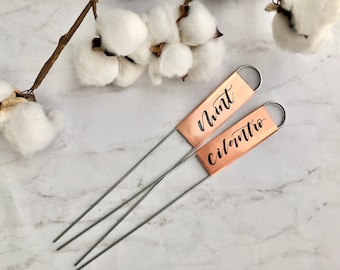 Handlettered Copper Garden Marker – Vertical Herb Tag