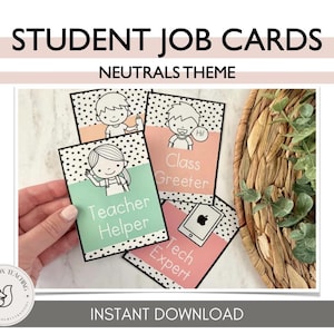 Cartões de Tarefas Neutros em Estilo Boho para Sala de Aula, Decoração para Professores (Download Instantâneo)