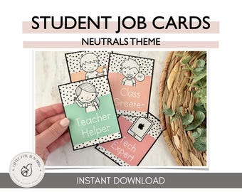Neutral Boho Classroom Job Cards, student jobs, teacher decor, teacher supplies, back to school, instant download, printable