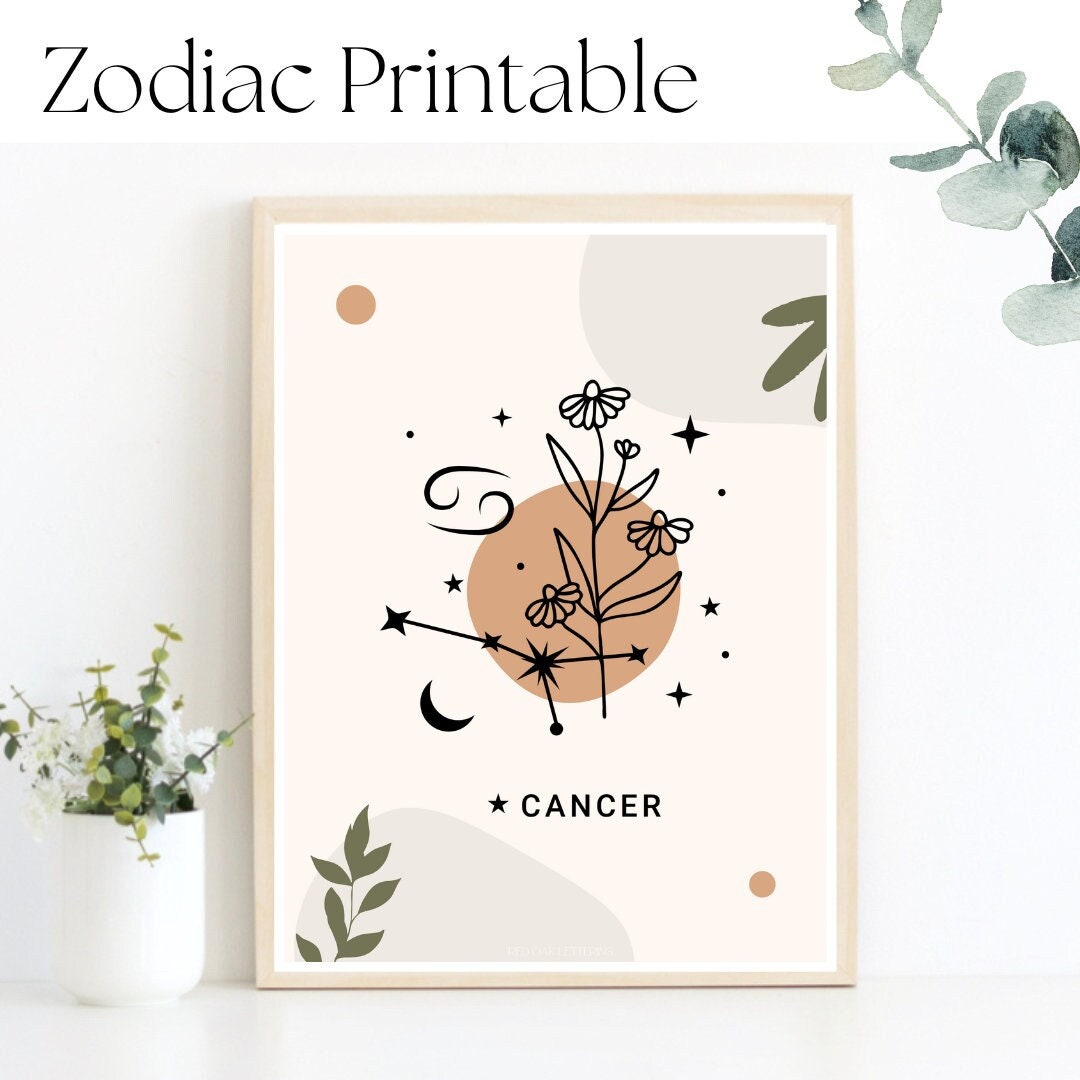 Zodiac Printable - Cancer, Digital Download, Zodiac Print, Zodiac ...