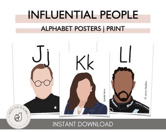 Influential People Alphabet Posters - Manuscript, classroom poster, classroom decor, important people, alphabet poster, back to school