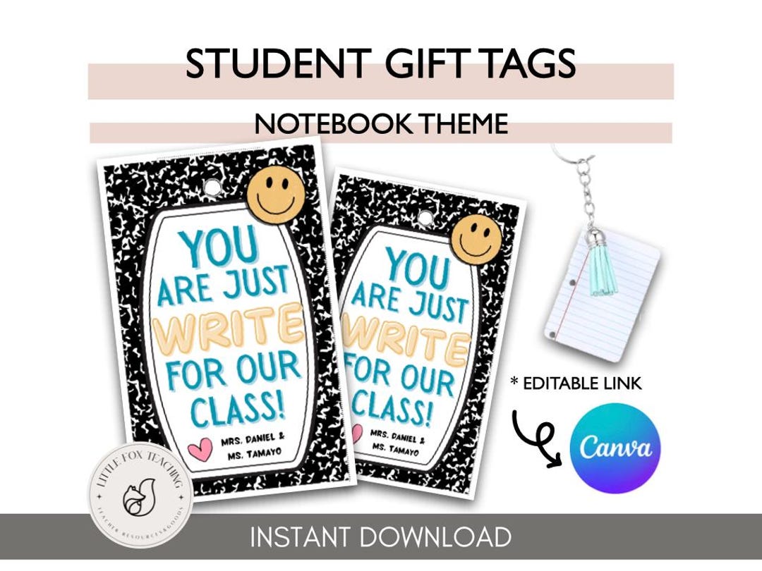 Notebook Student Gift Tag, Teacher Meet & Greet (PDF Download) - Etsy