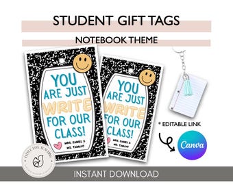 Notebook Student Gift Tag, Teacher Meet & Greet (PDF Download)