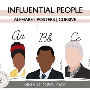 Influential People Alphabet Posters - Cursive Classroom Decor