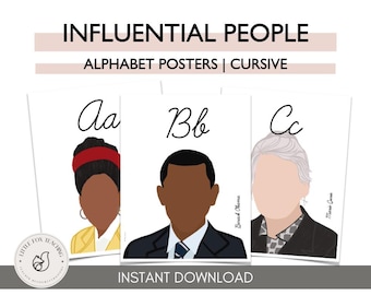 Influential People Alphabet Posters - Cursive Classroom Decor