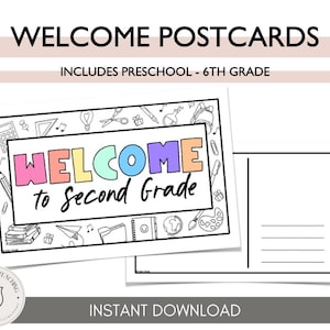 Doodle Welcome Back Postcards - teacher postcards, back to school, welcome to school, printable, instant download, classroom resources