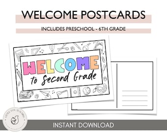 Welcome Back Postcards for Teachers - PreK-6th Grade (Instant Download)