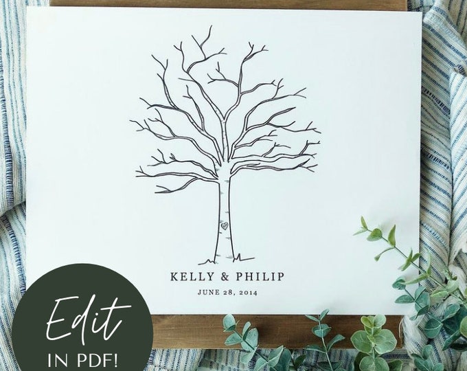 Thumbprint Guest Book, Printable, Thumbprint Guestbook, Wedding Guest ...