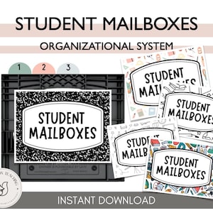 Boho Neutral Student Mailboxes, Student Files, File System, Student Mailbox, Classroom Organization, Classroom Decor, Classroom Management