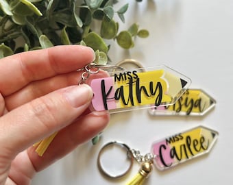 Personalized Pencil Keychain, Back to School Gift, Student Gift, Teacher Gift, Teacher Appreciation