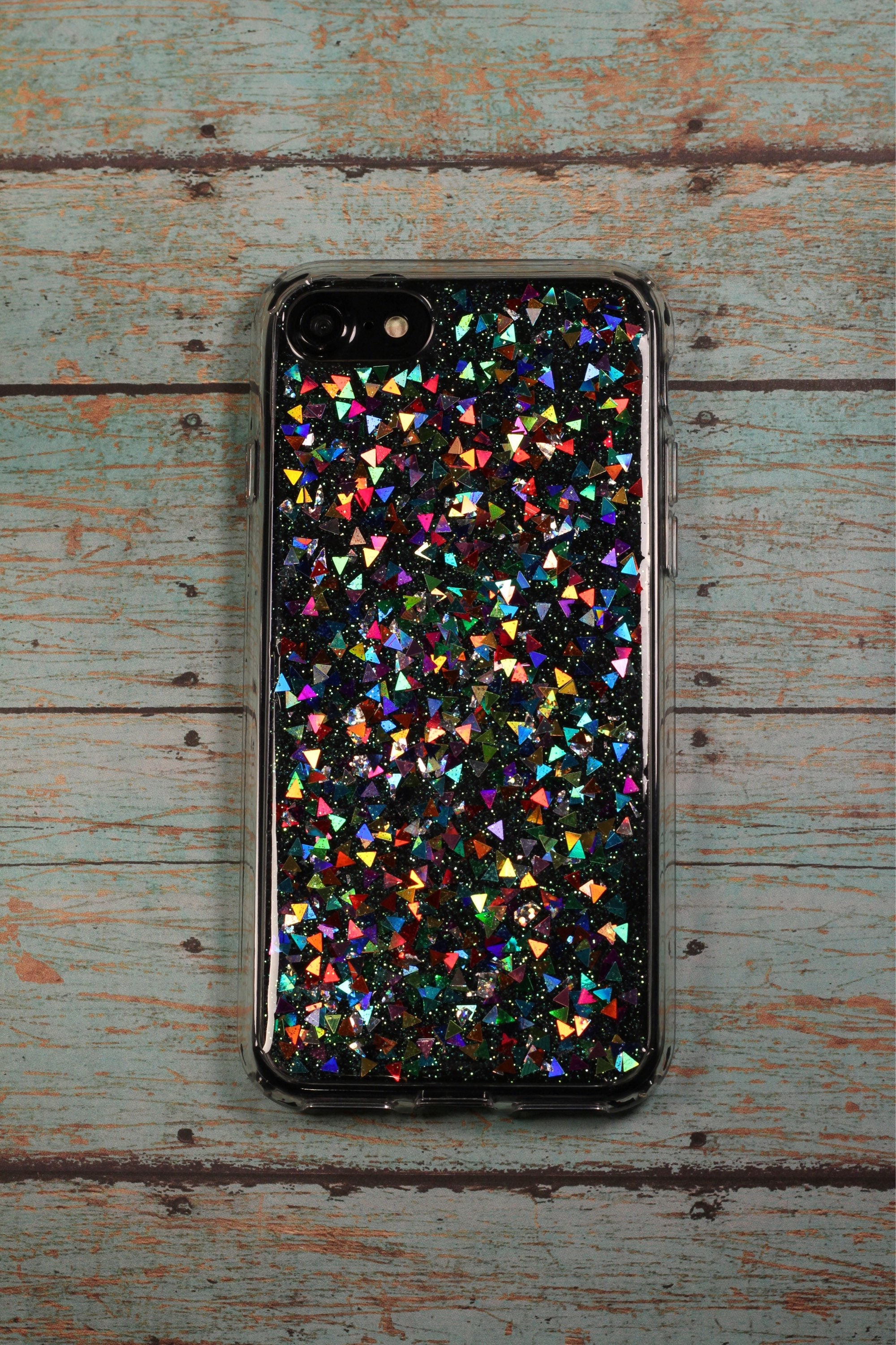 Rainbow Triangle Glitter Phone Case Holographic Phone Case Etsy