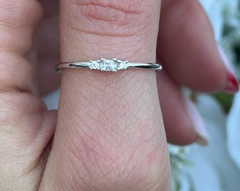 Art Deco Simulated Diamond Eternity Band: Sterling Silver Stackable Ring
