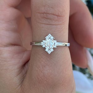 Art Deco Halo Engagement Ring, 0.80 Carat CZ, Sterling Silver