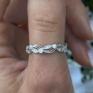 5mm Half Eternity Art Deco Wedding Band Ring 925 Sterling Silver Round Simulated Diamond Art Deco Vintage Style Thumb Ring Gift for Her