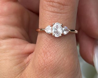 Rose Gold Sterling Silver 0.75 Carat Oval CZ Engagement Ring