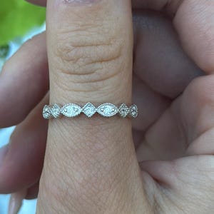 3.5mm Stacking Eternity Marquise Round Simulated Diamond CZ Wedding Band Ring Art Deco Design 925 Sterling Silver Choose Color
