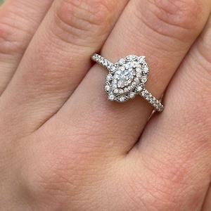 Vintage Art Deco Marquise CZ Engagement Ring: Sterling Silver Bridal Jewelry