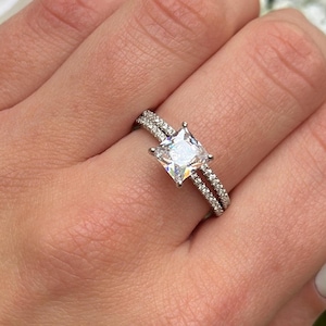 Princess Cut Simulated Diamond Sterling Silver Wedding Ring Set