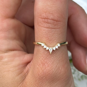 3mm Curved Contour Half Eternity Art Deco Wedding Band 925 Sterling Silver Round Pear Simulated Diamond CZ Yellow Gold Rose Gold Bridal