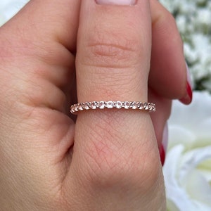 Rose Gold Morganite 2mm Full Eternity Stackable Stacking Round Simulated Morganite Wedding Band Ring Solid 925 Sterling Silver
