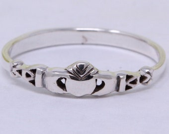 Celtic Petite Dainty Claddagh Ring Band 925 Sterling Silver Thumb Ring