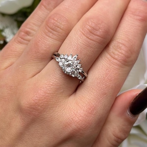Art Deco Sterling Silver Simulated Diamond Bridal Ring Set